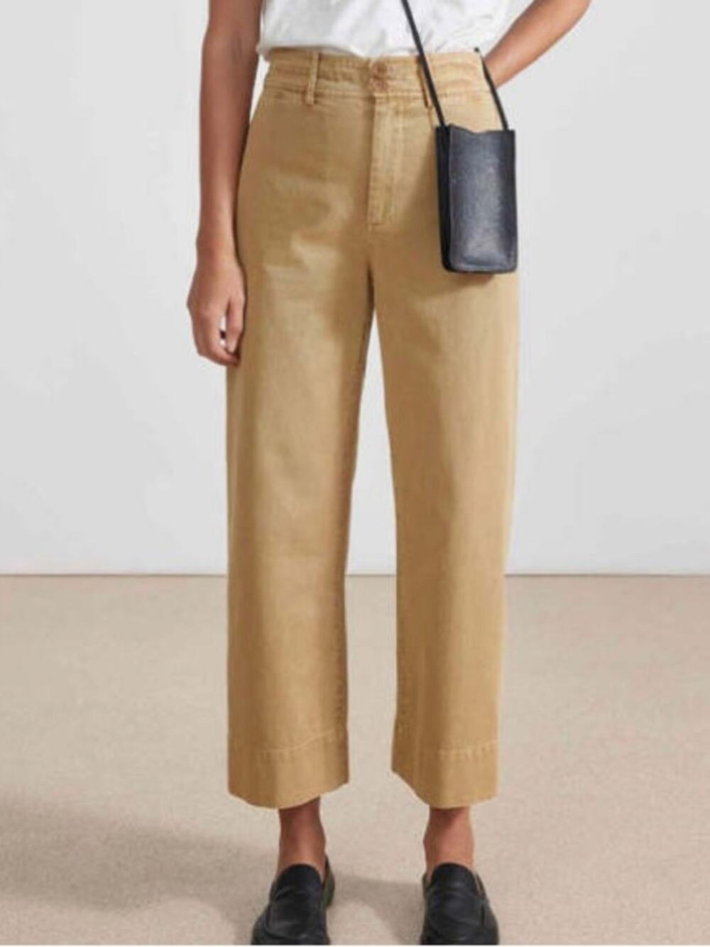 Apiece Apart Chino Merida Cotton Wide Leg Crop Pants Camel Size 6 High Rise